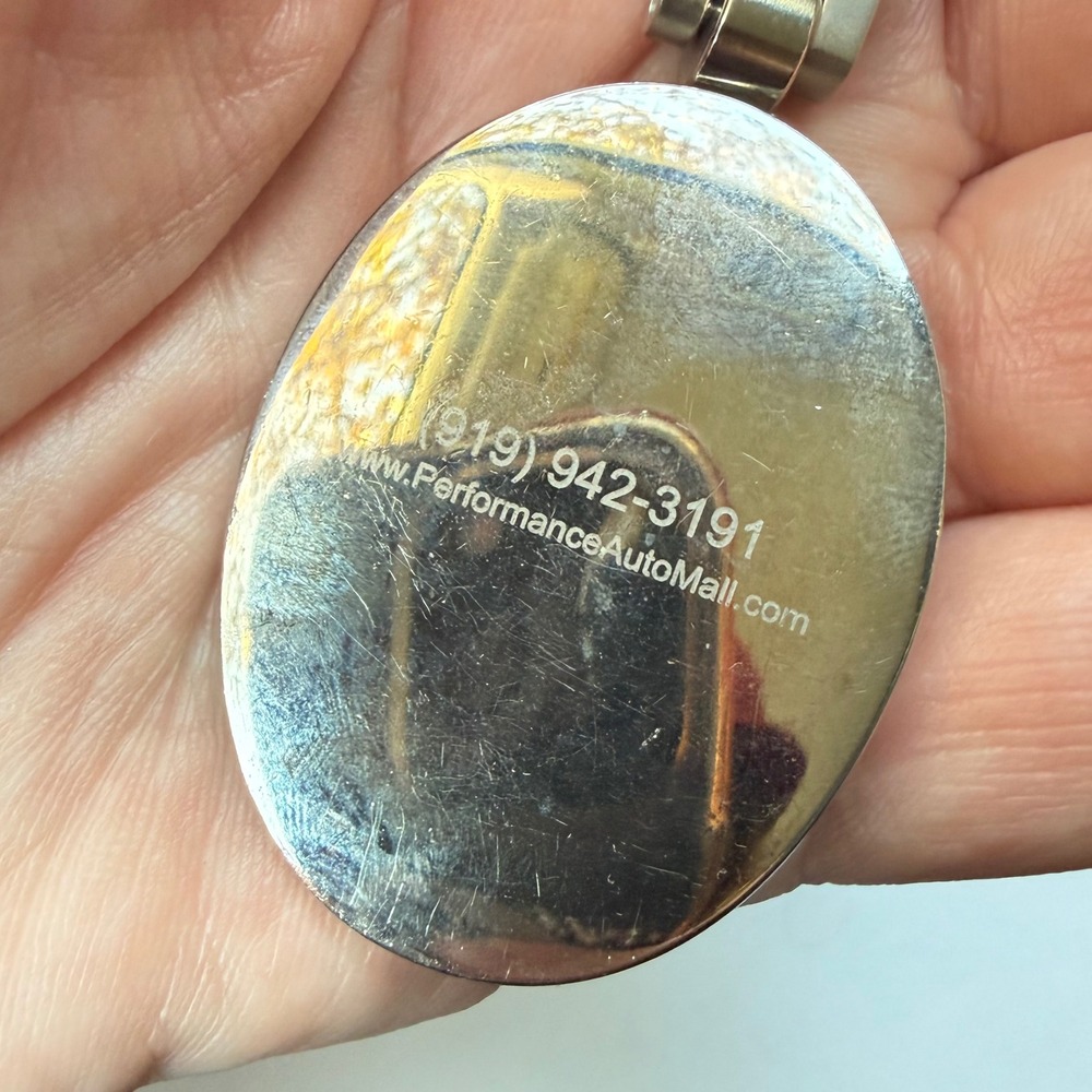 Vintage BMW Advertising Keychain Silver Tone Metal Fob Pendant 919 Area Code - Picture 3 of 5